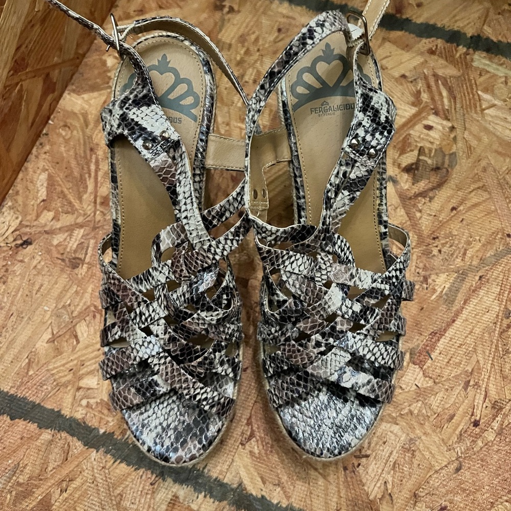 Fergalicious snakeskin wedges Size 9
